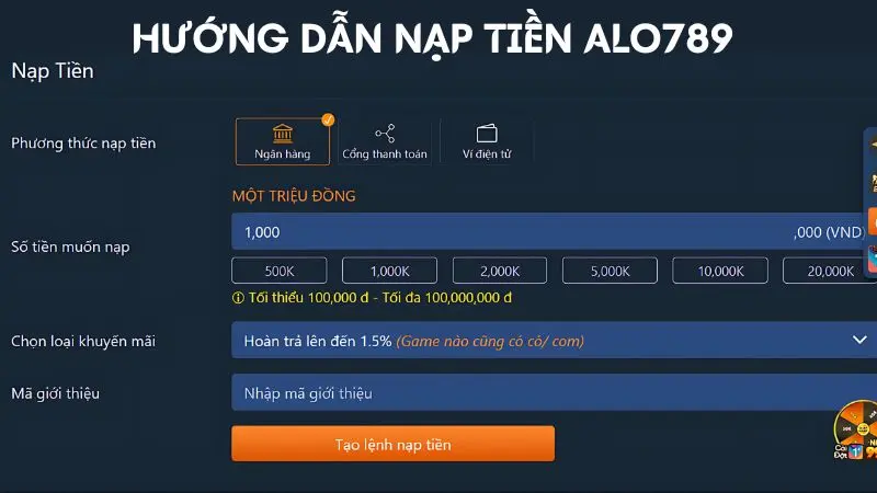 Nạp tiền vào tài khoản cực đơn giản